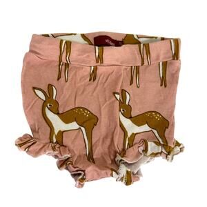 Milkbarn Pink Deer Ruffle Bloomers Size 6-12 Months